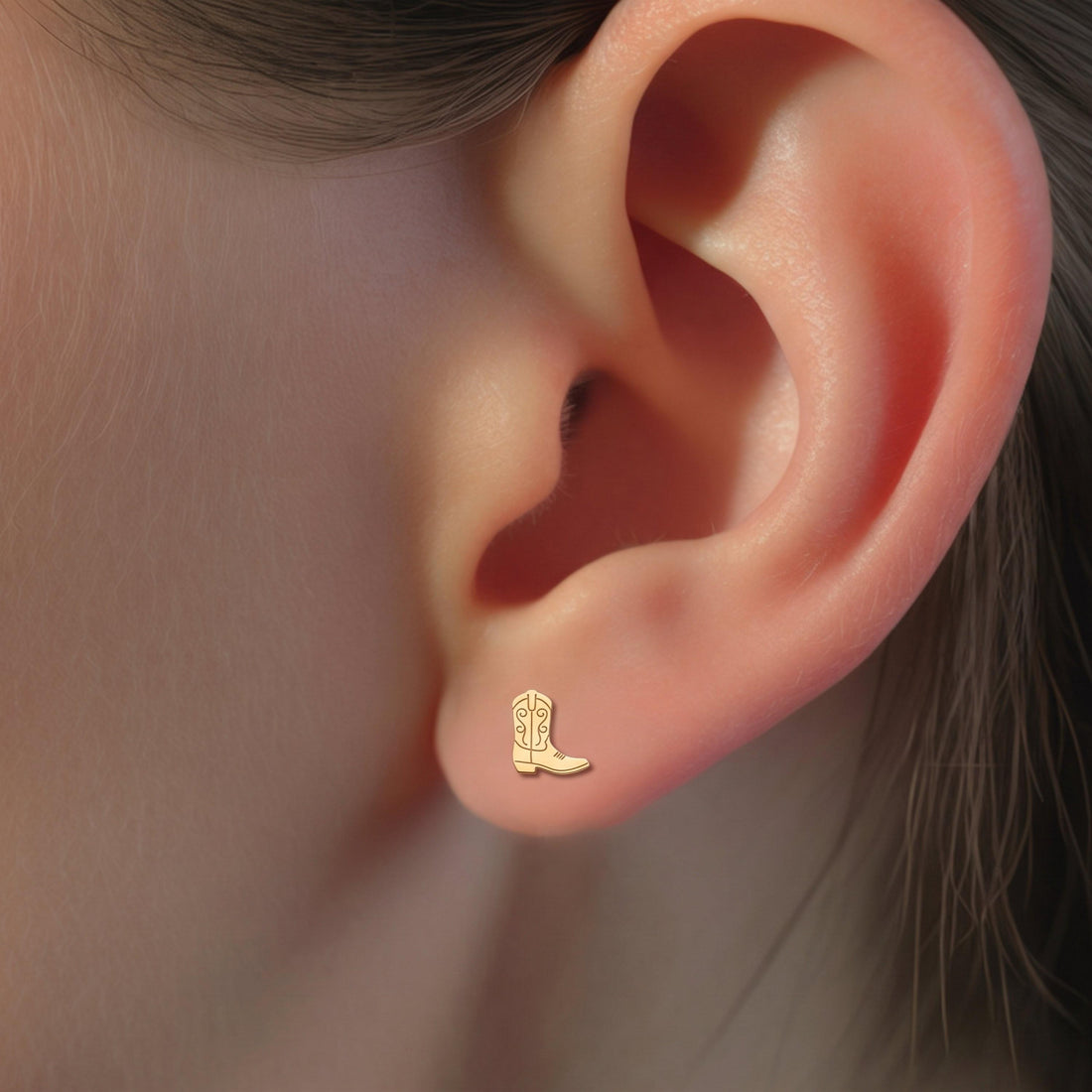 Cowboy Boot Charm Stud Earrings