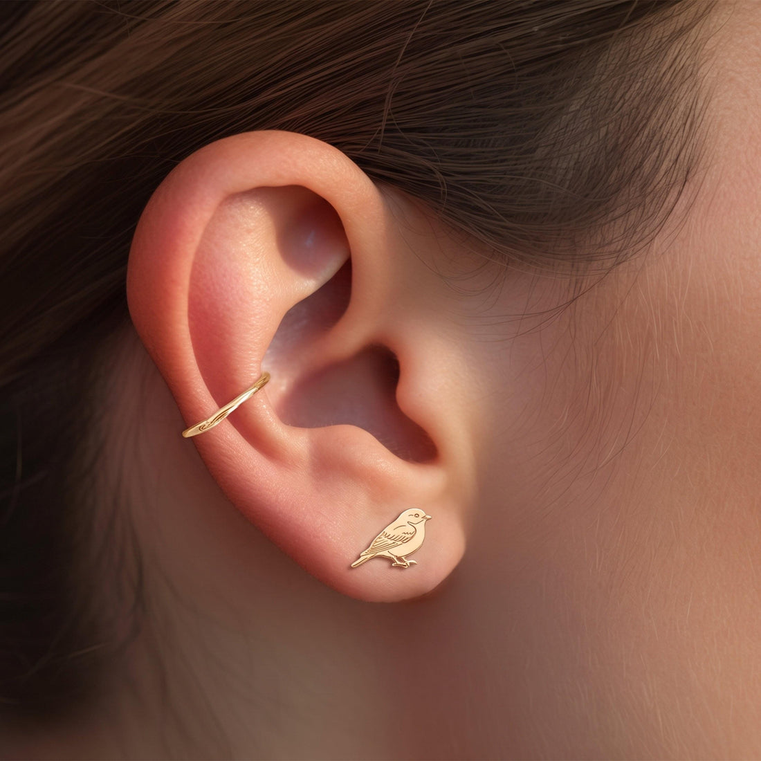 Perched Sparrow Stud Earrings