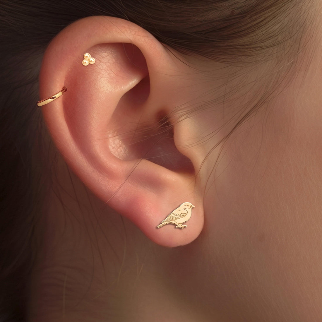 Perched Sparrow Stud Earrings