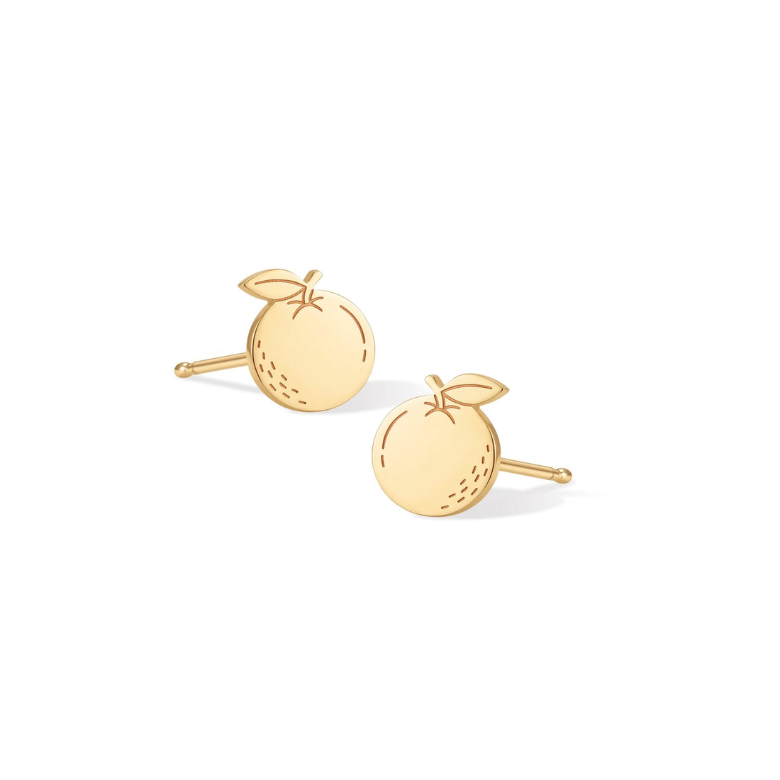Peach Fruit Charm Stud Earrings
