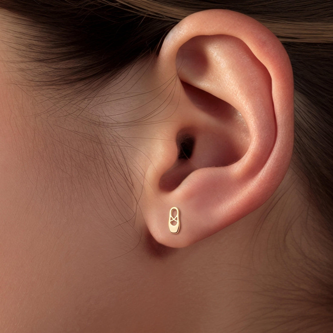 Ballet Slipper Charm Stud Earrings