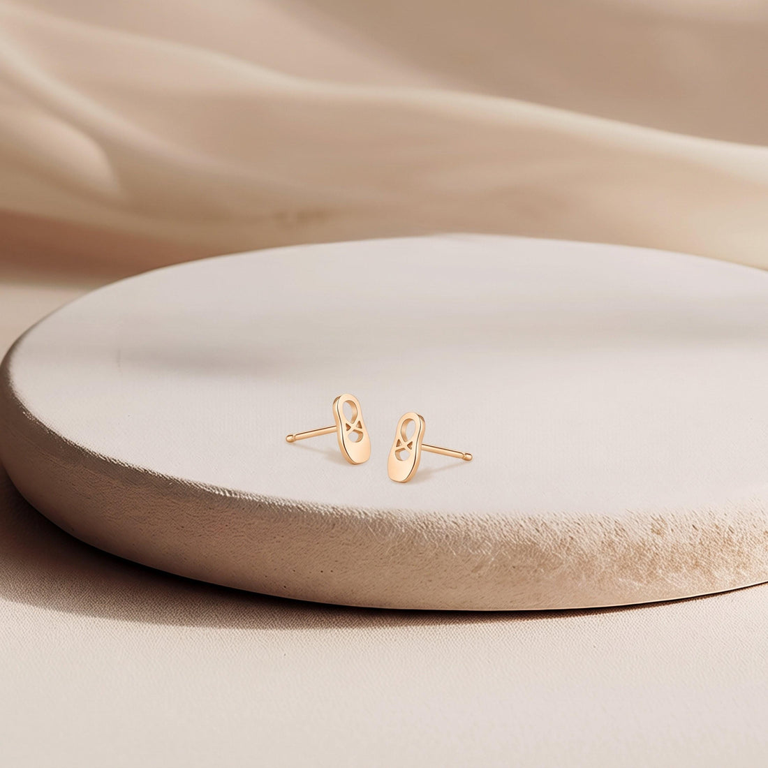 Ballet Slipper Charm Stud Earrings