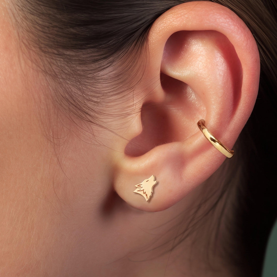 Howling Wolf Stud Earrings