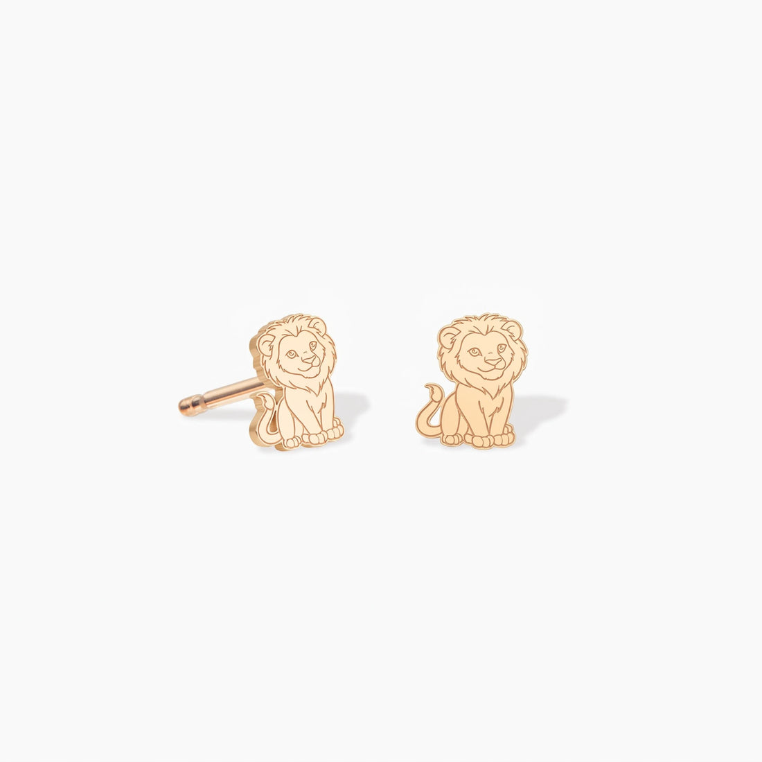 Sitting Lion Cub Stud Earrings