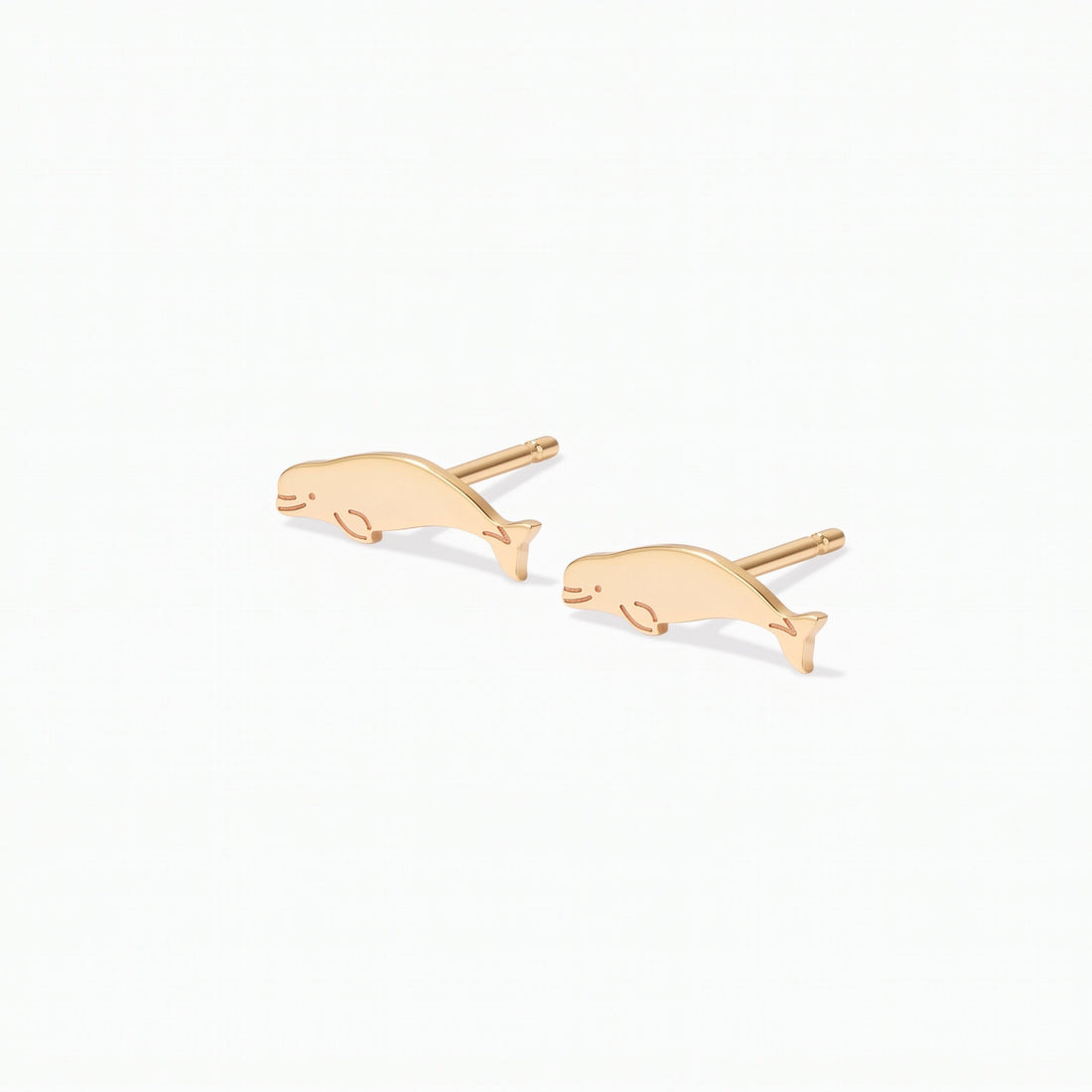 Bullnose Dolphin Charm Stud Earrings
