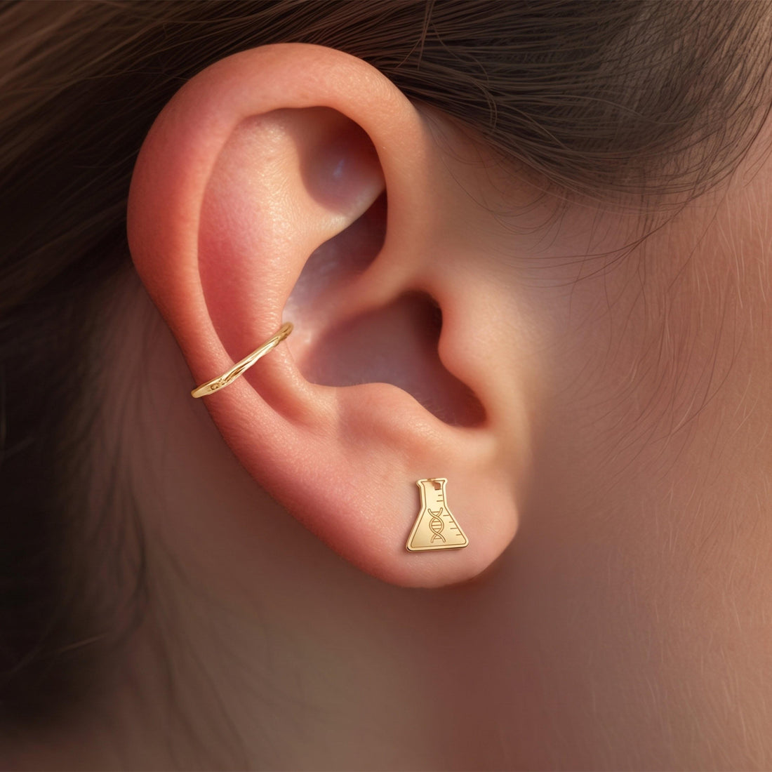 DNA Flask Science Stud Earrings