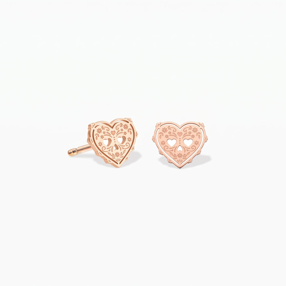Sugar Skull Heart Stud Earrings