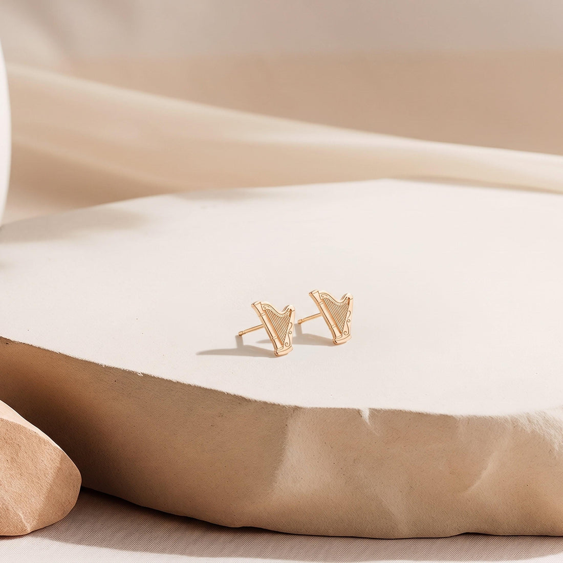 Concert Harp Charm Stud Earrings