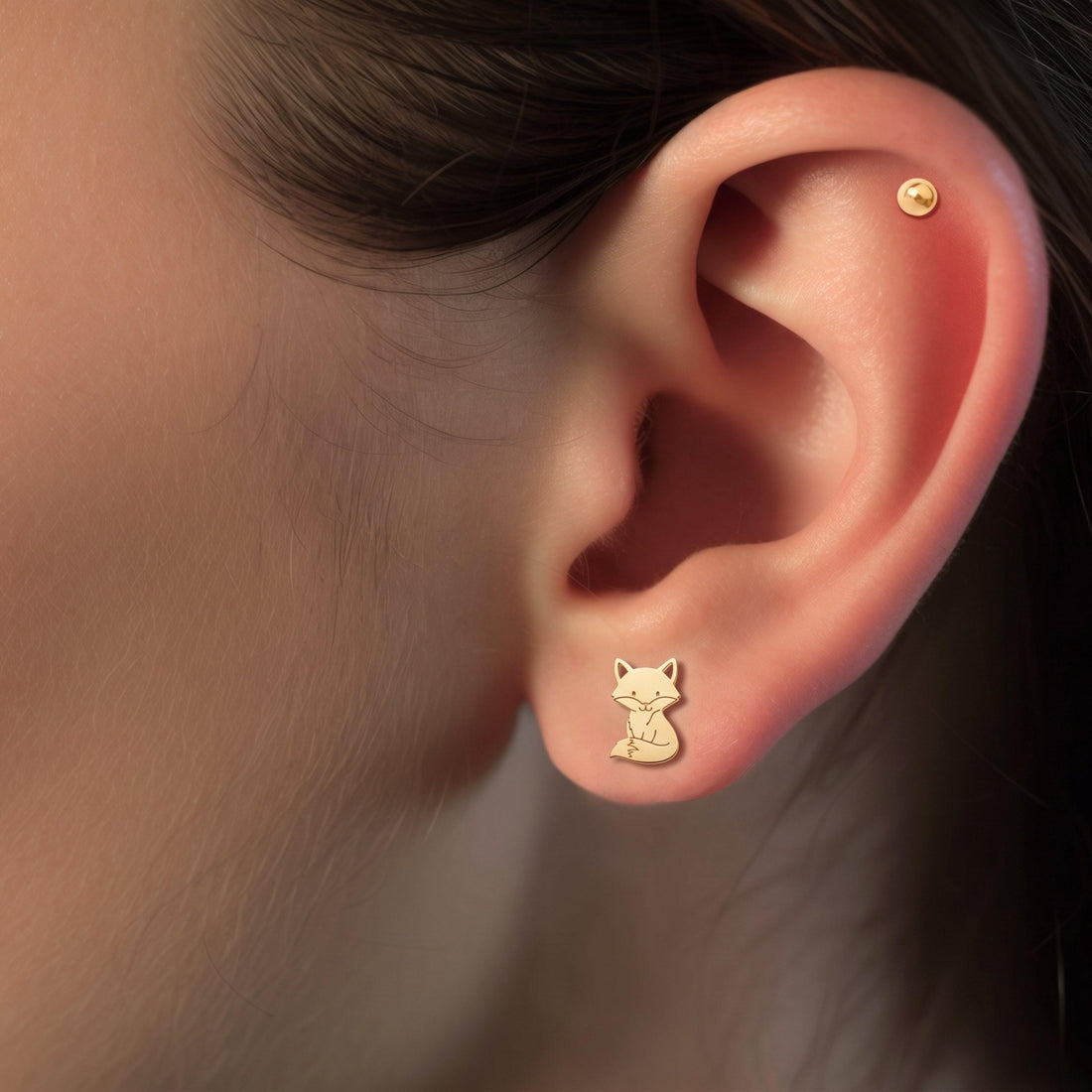 Fox Charm Stud Earrings