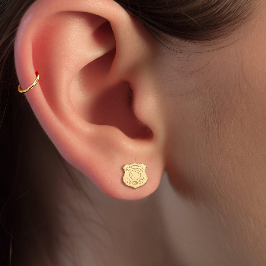 Sheriff Badge Stud Earrings
