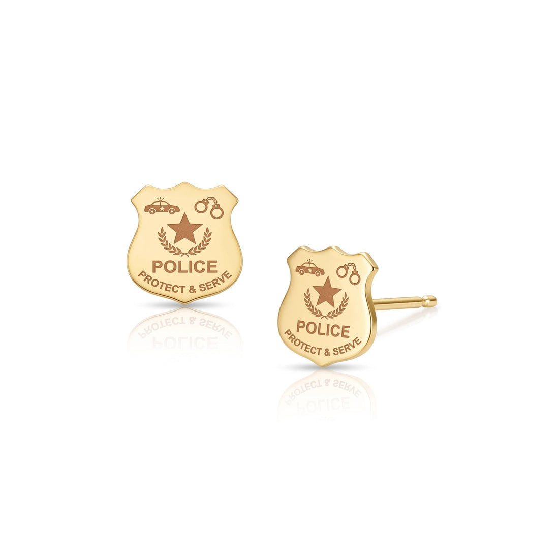 Police Shield Badge Stud Earrings