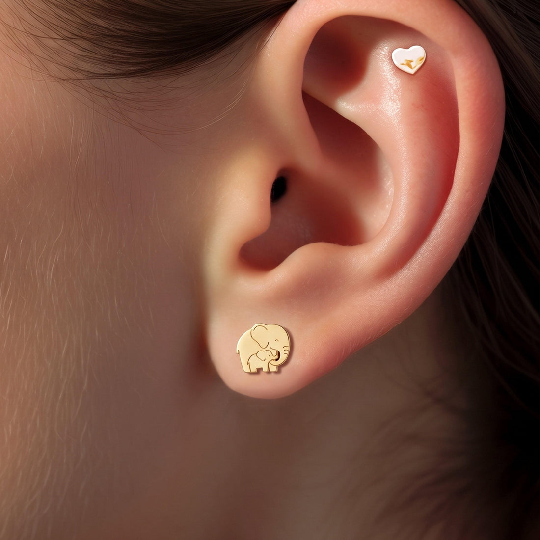 Elephant Baby Elephant Stud Earrings