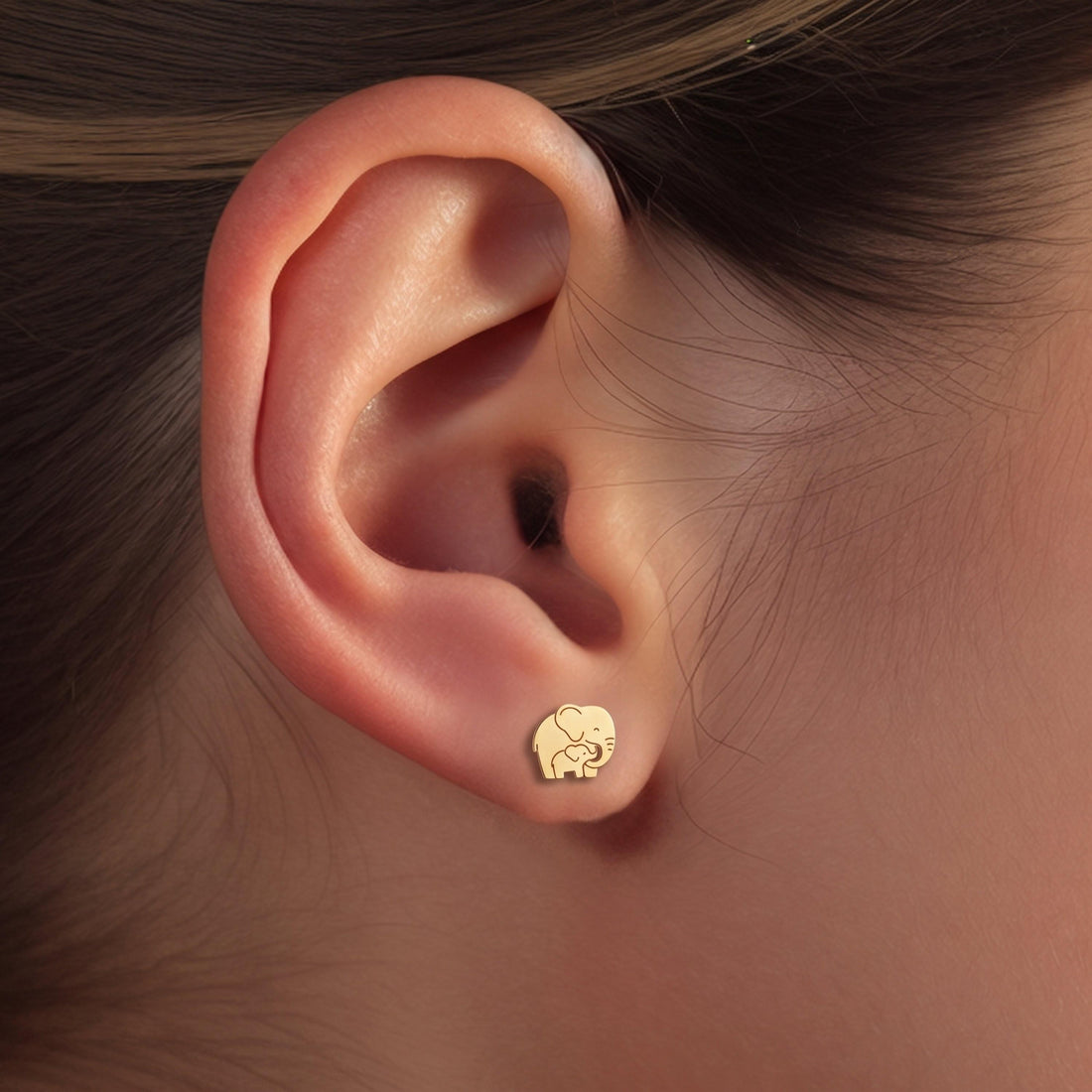Elephant Baby Elephant Stud Earrings