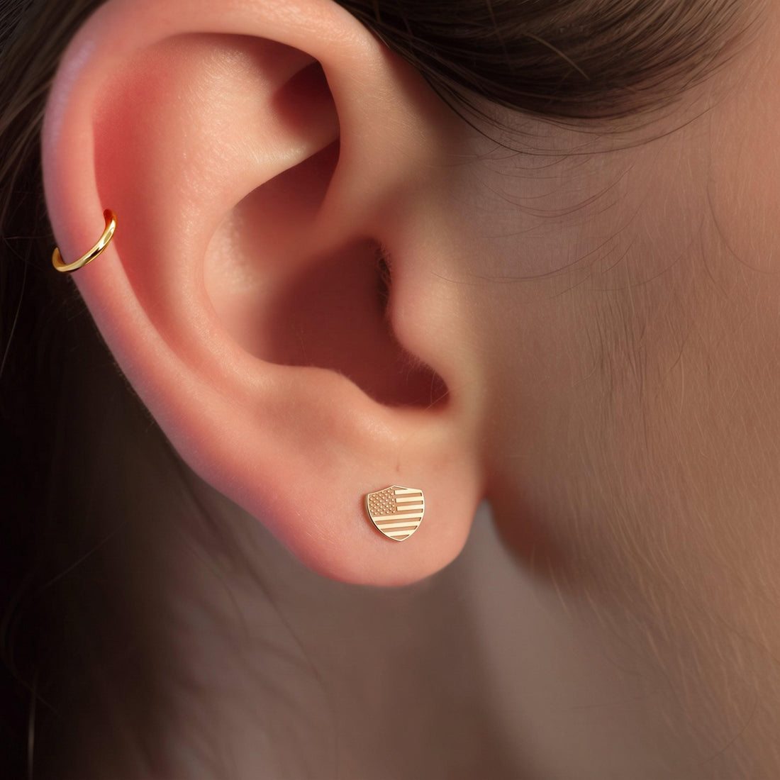 US Flag Shield Stud Earrings