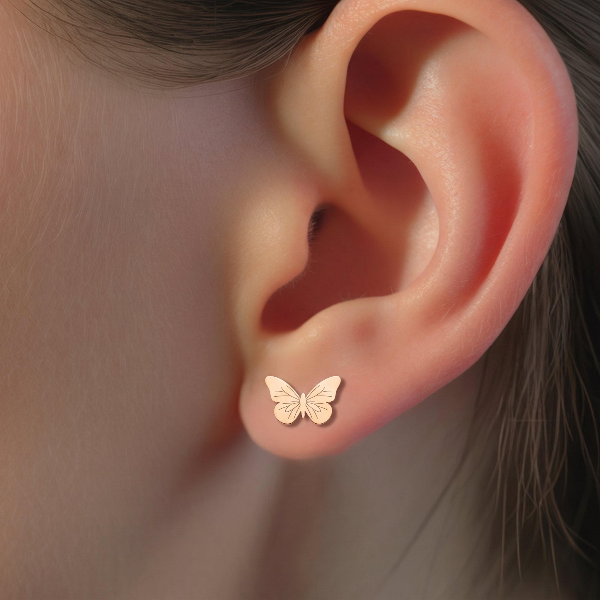 Butterfly Charm Stud Earrings