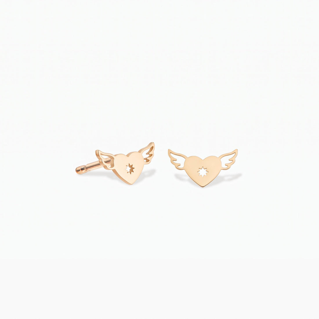 Angel Wing Heart Stud Earrings
