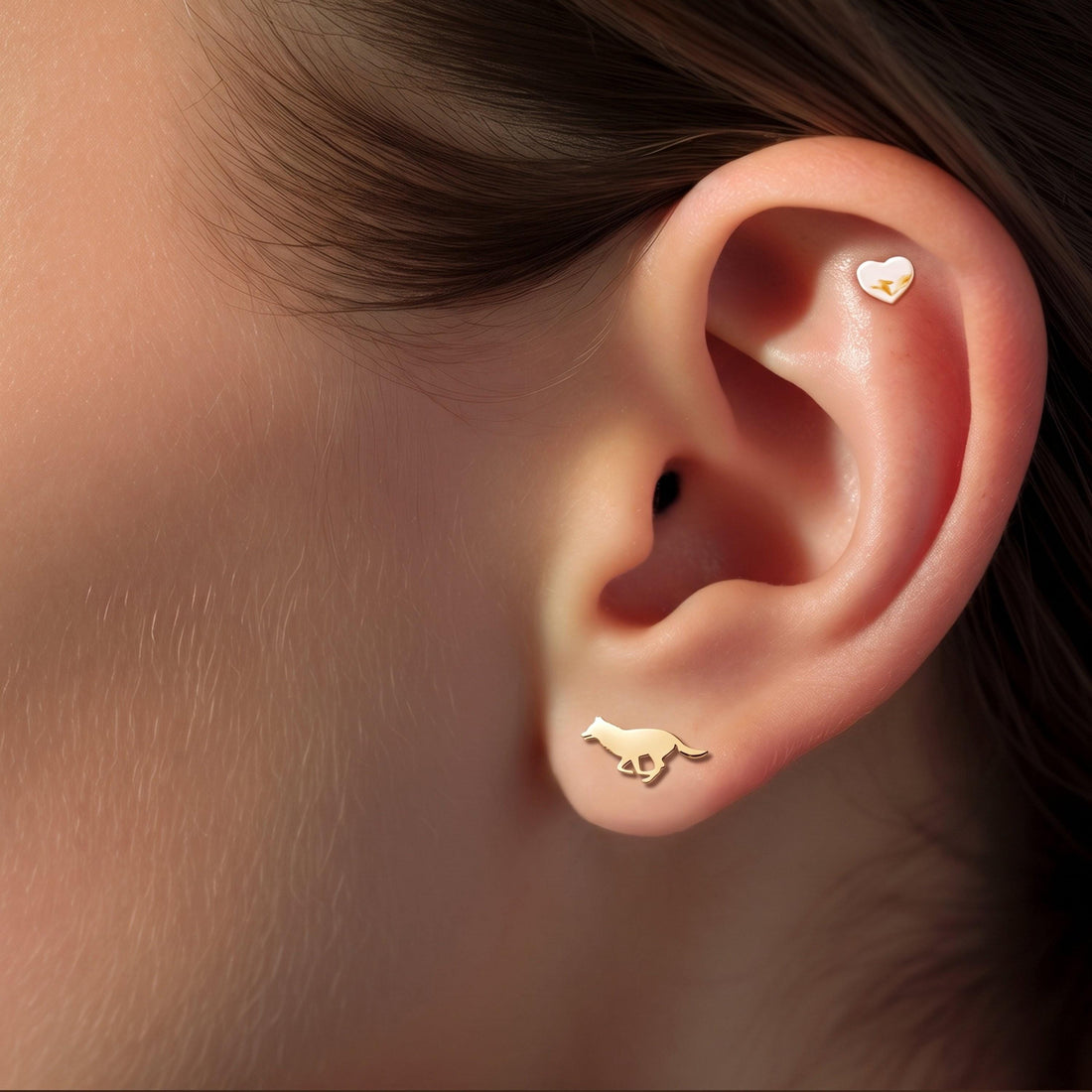 Running Wolf Stud Earrings
