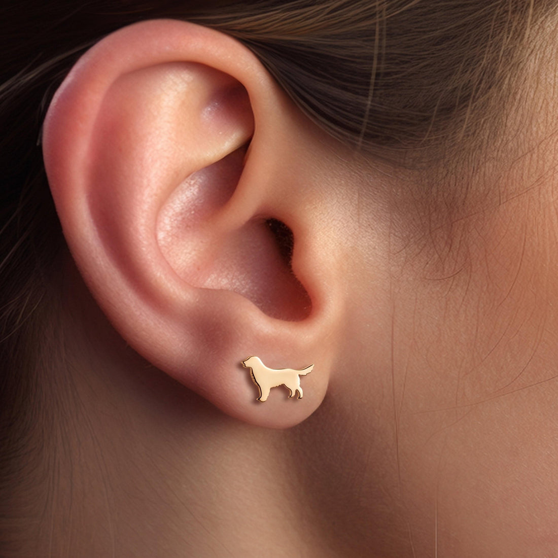 Retriever Dog Charm Stud Earrings