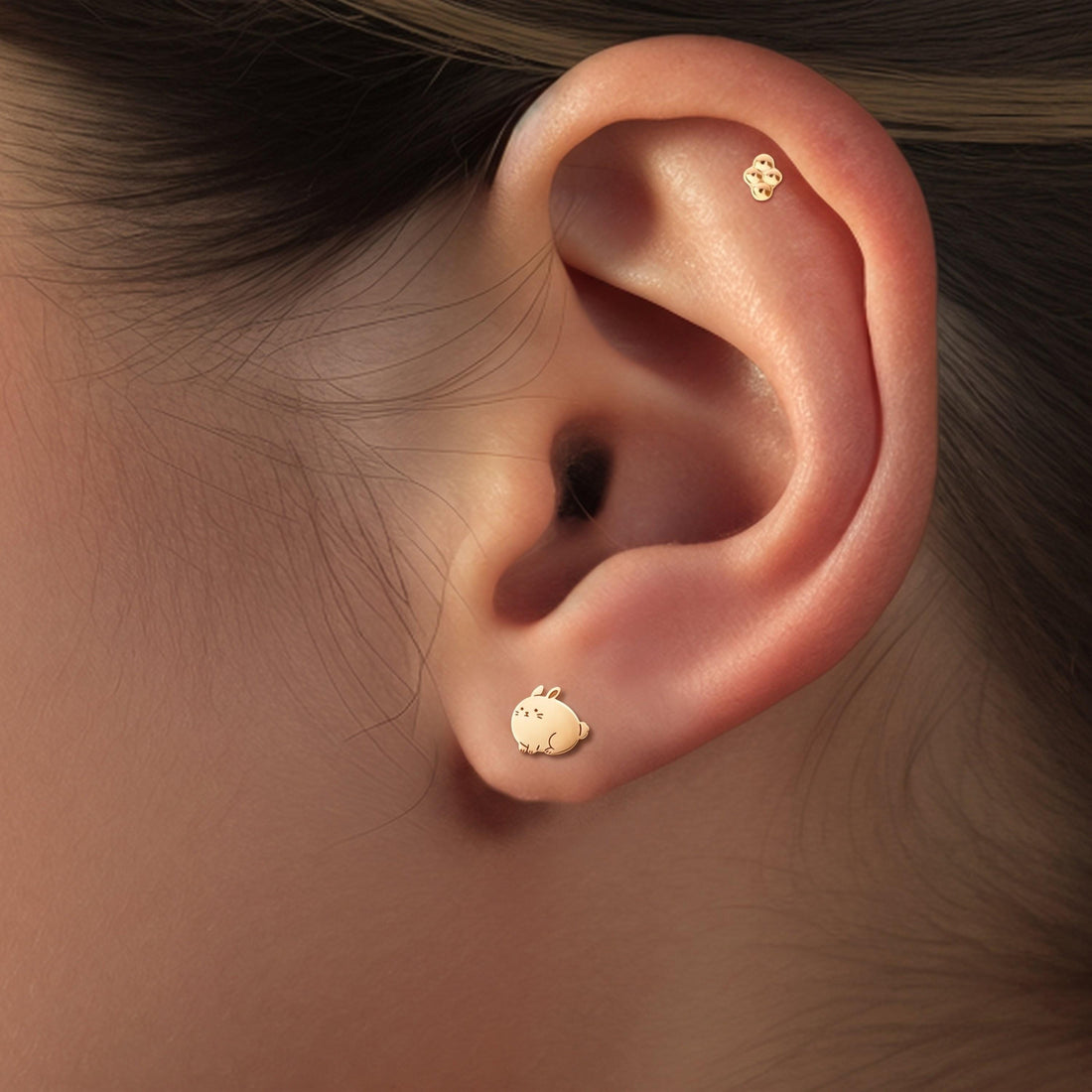 Bunny Rabbit Chubby Stud Earrings