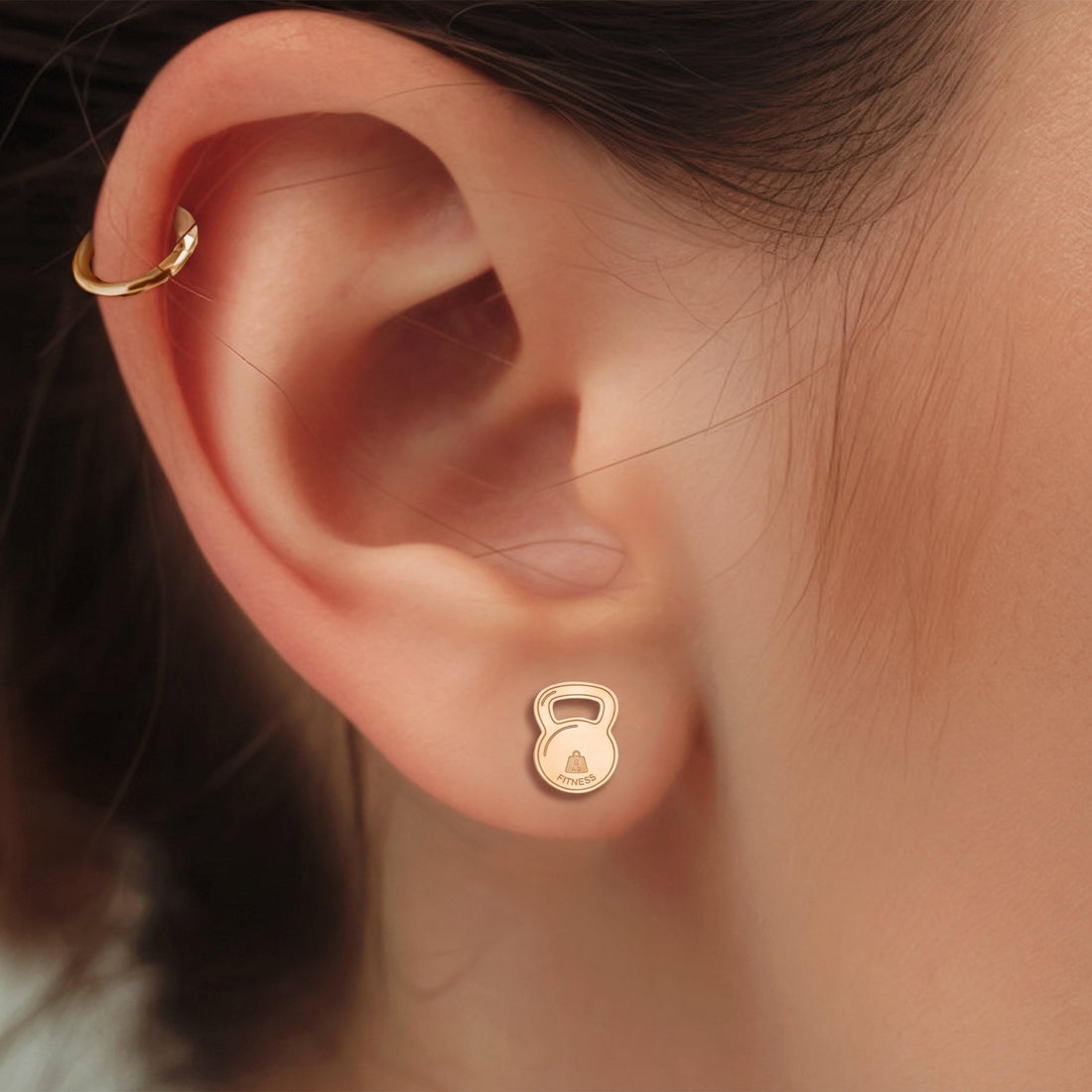Kettlebell Charm Stud Earrings