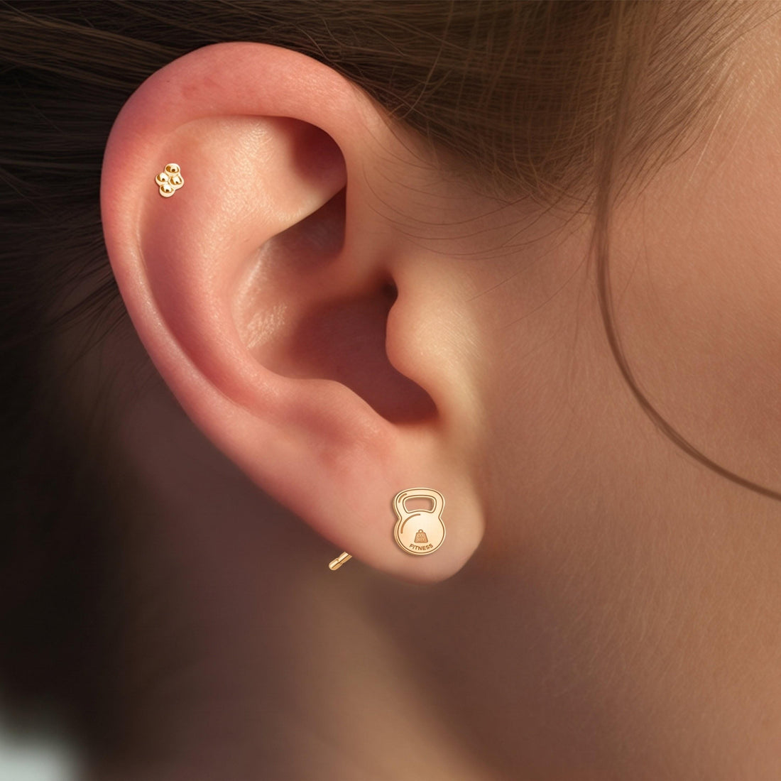 Kettlebell Charm Stud Earrings