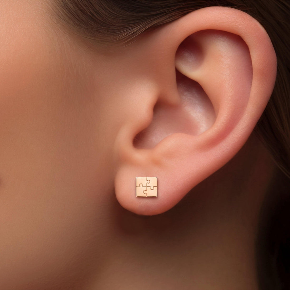 Puzzle Piece Charm Stud Earrings