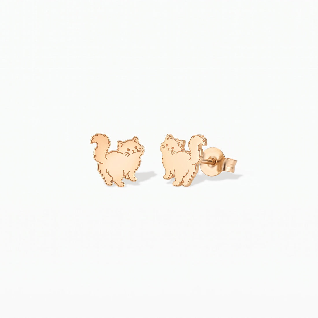 Persian Cat Charm Stud Earrings