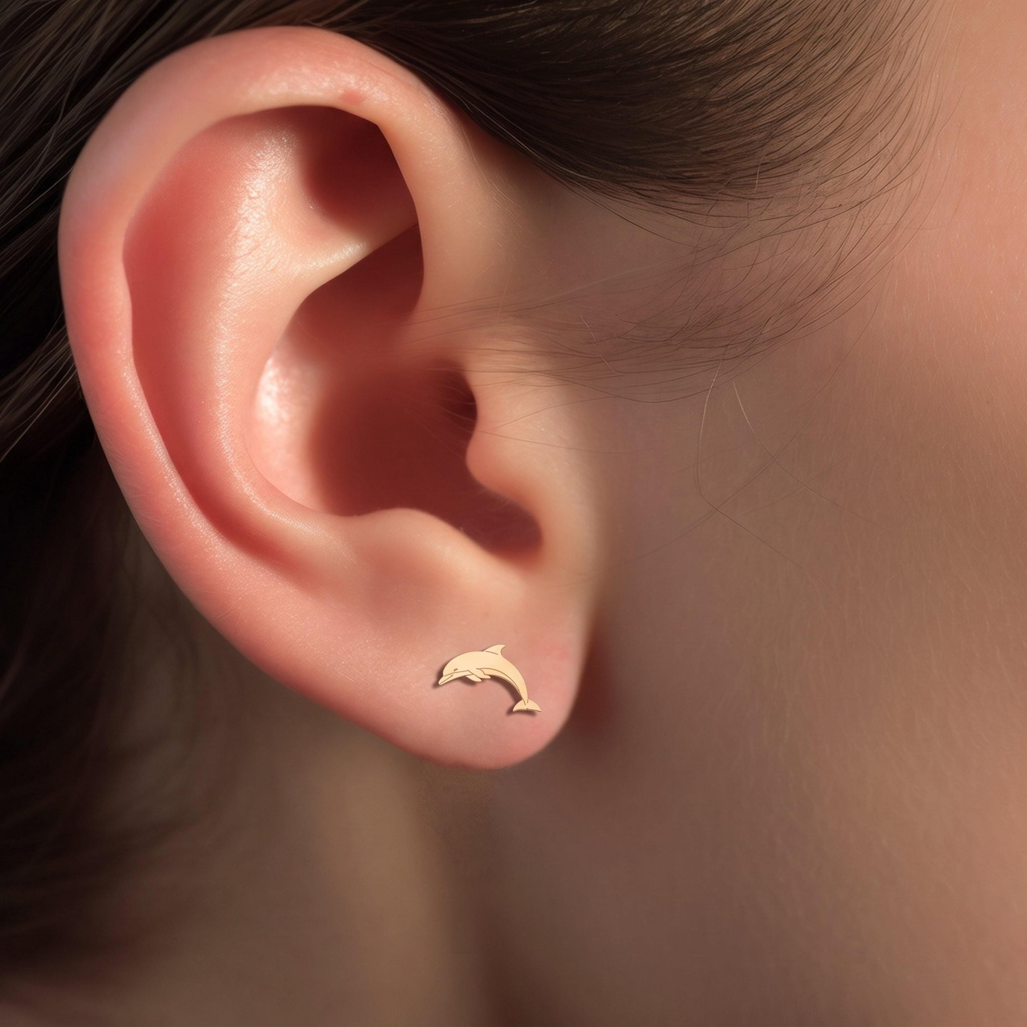 Jumping Dolphin Stud Earrings