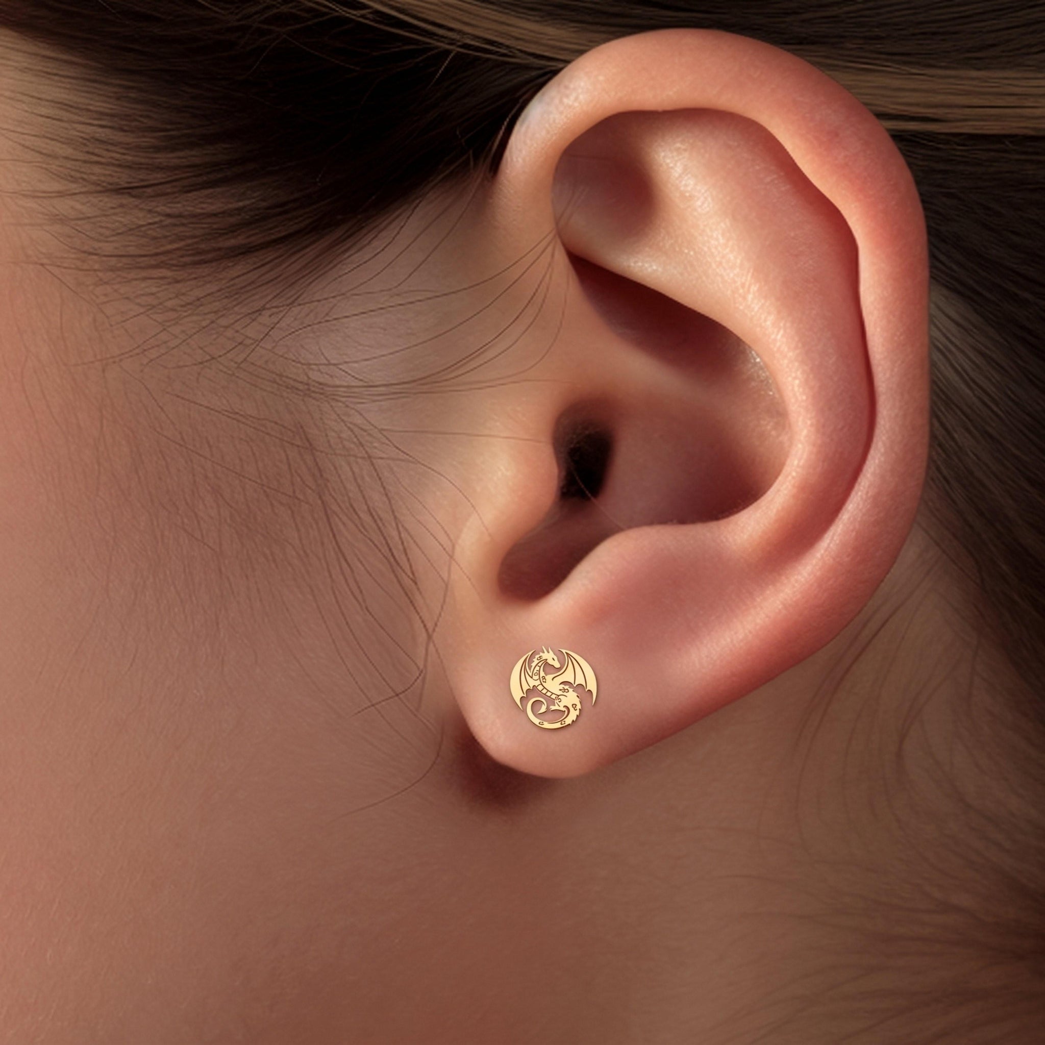 Dragon Charm Stud Earrings
