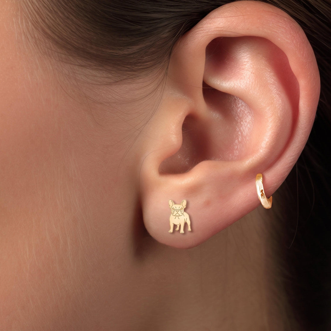 French Bulldog Charm Stud Earrings