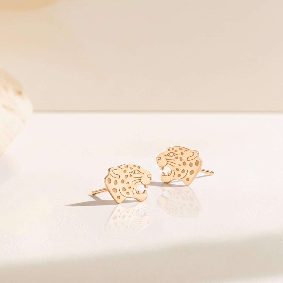 Leopard Head Charm Stud Earrings