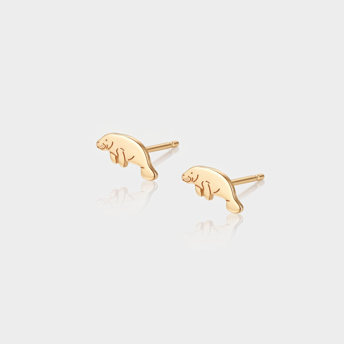 Manatee Ocean Charm Stud Earrings