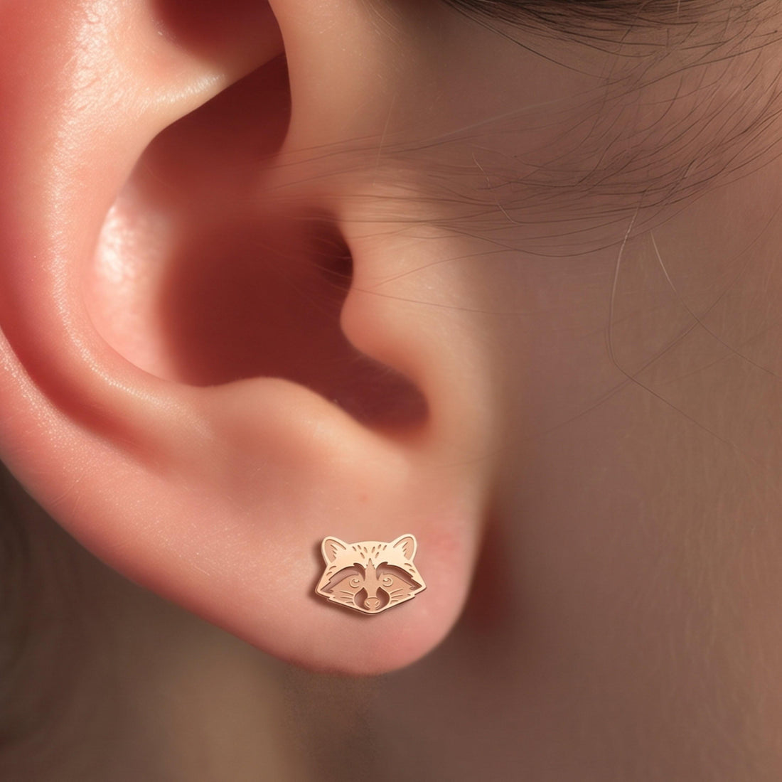 Raccoon Face Stud Earrings