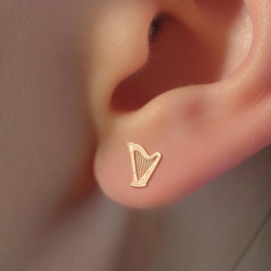 Harp Charm Stud Earrings