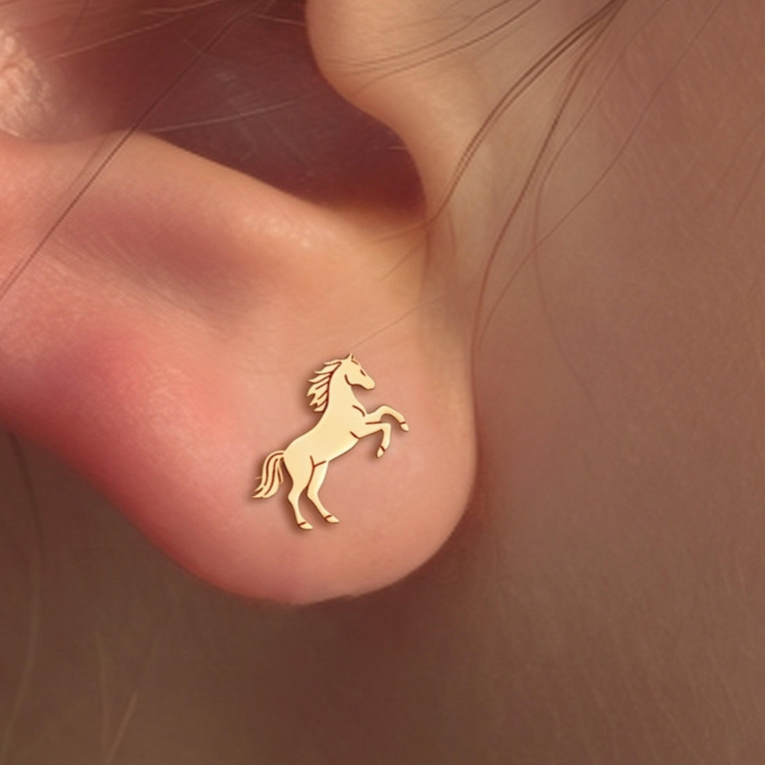 Rearing Horse Charm Stud Earrings