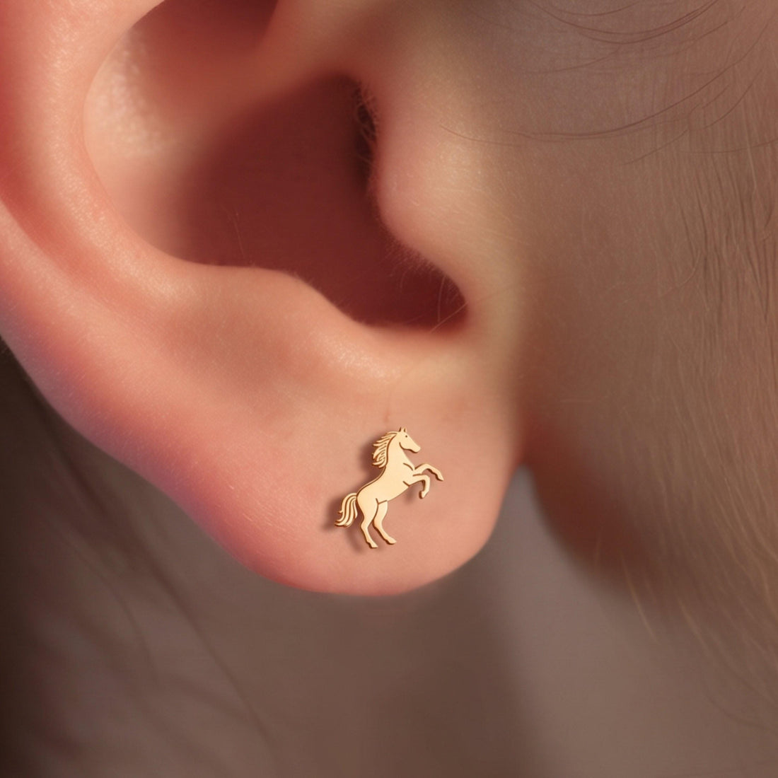 Rearing Horse Charm Stud Earrings