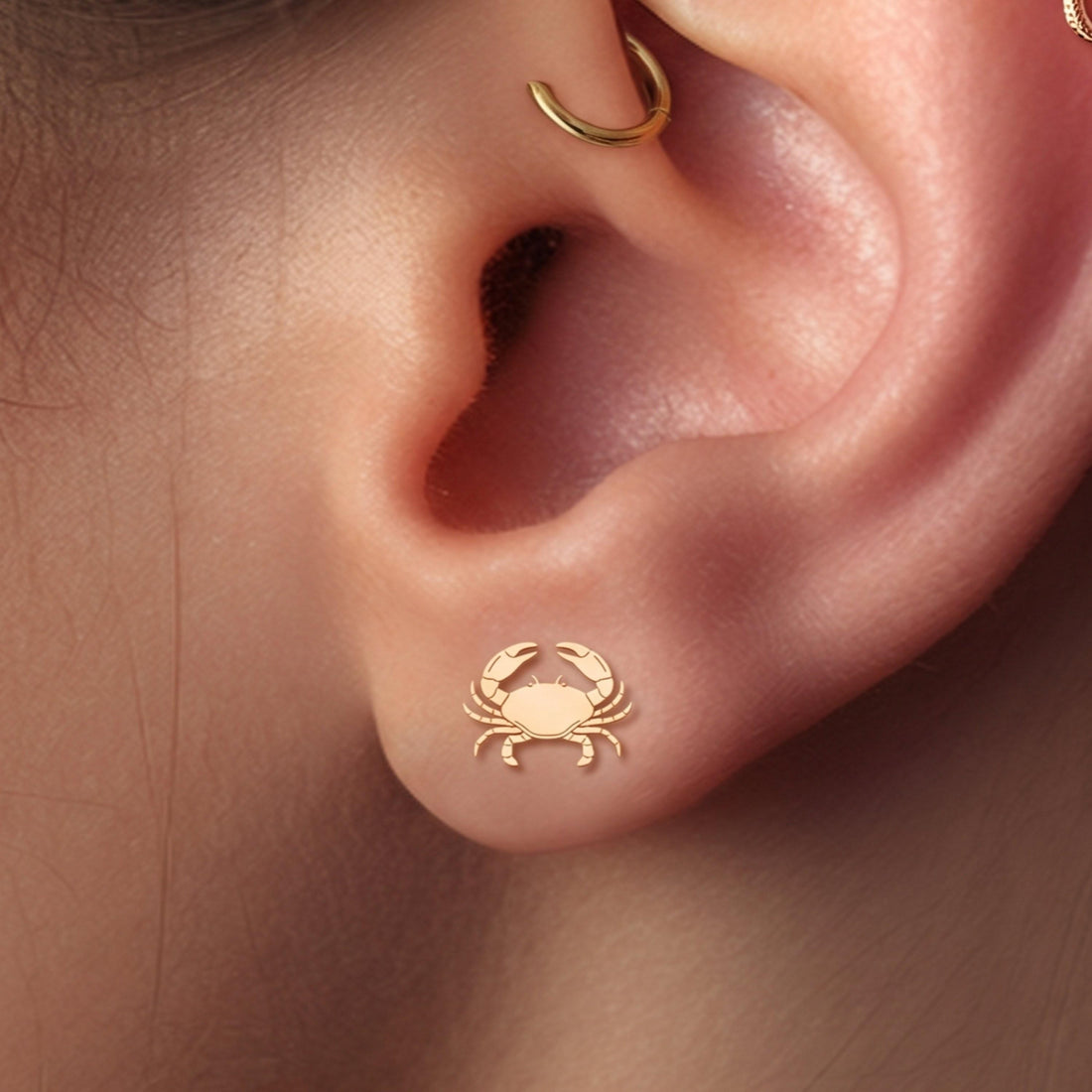 Crab Charm Stud Earrings
