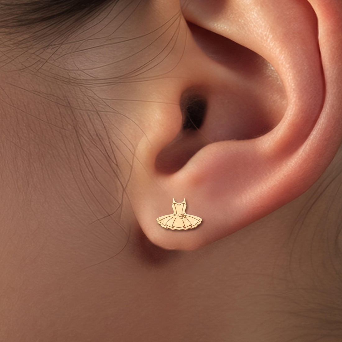 Ballet Dress Charm Stud Earrings