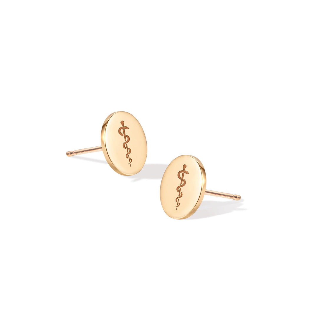 Caduceus Charm Stud Earrings