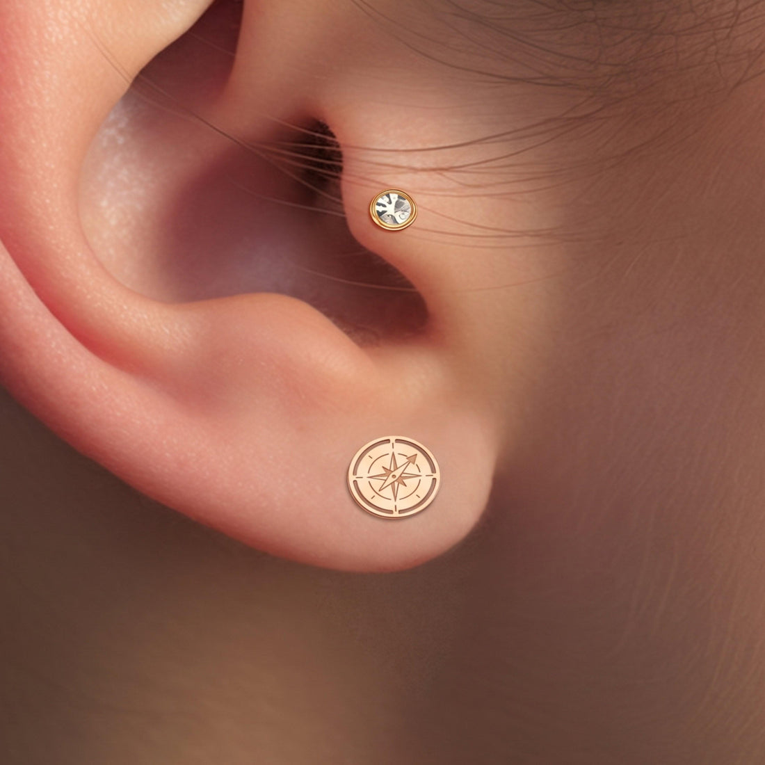 Compass Direction Stud Earrings