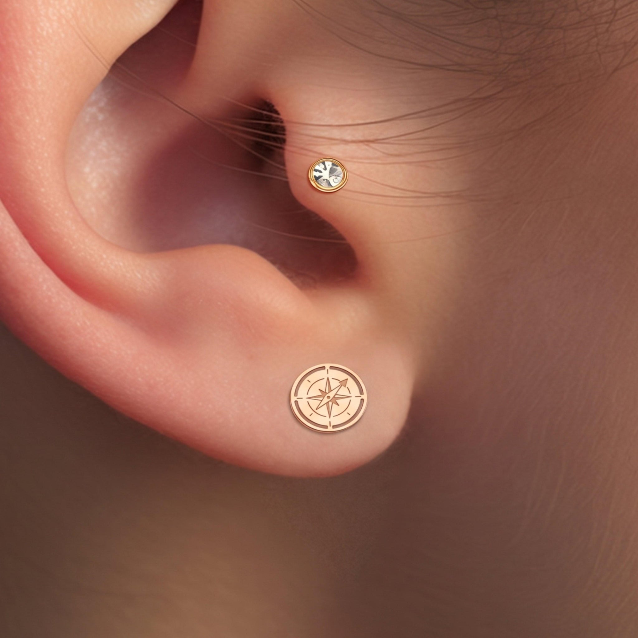 Compass Direction Stud Earrings