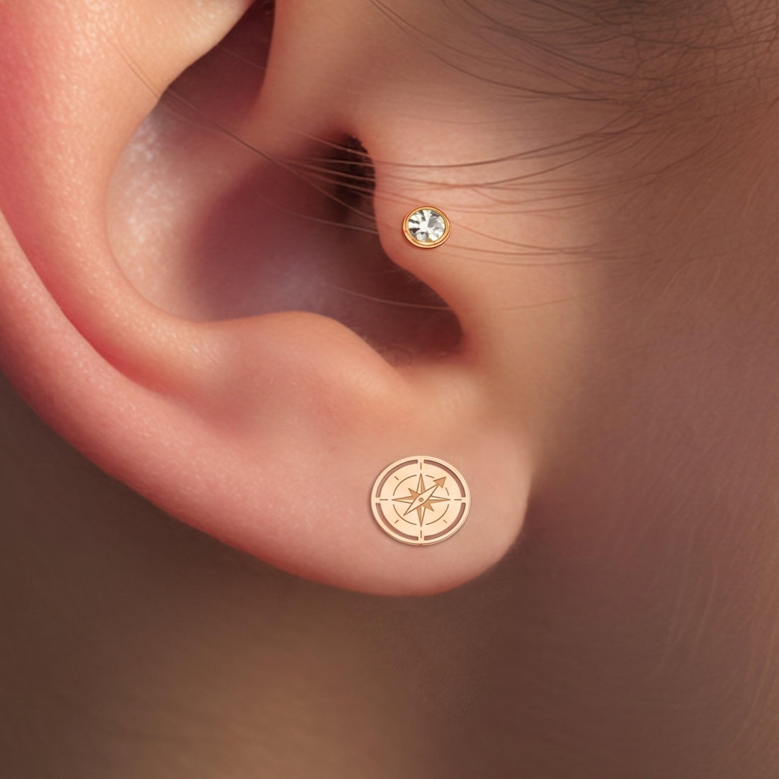 Compass Direction Stud Earrings