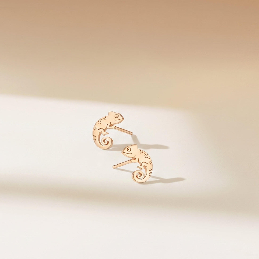 Curled Chameleon Stud Earrings