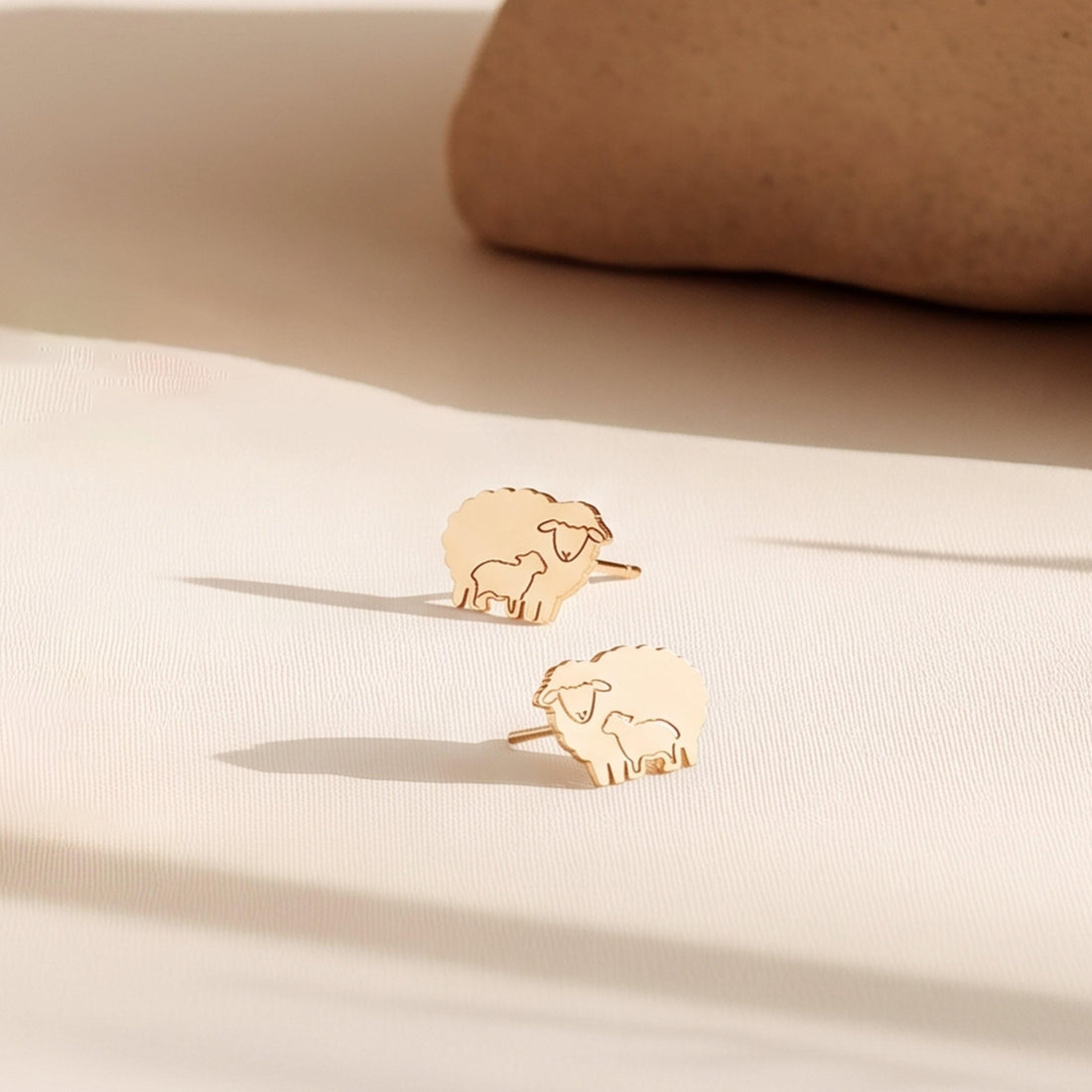 Sheep Lamb Charm Stud Earrings