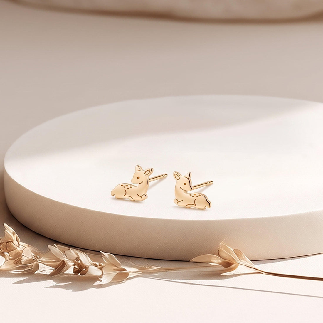 Sitting Deer Fawn Stud Earrings