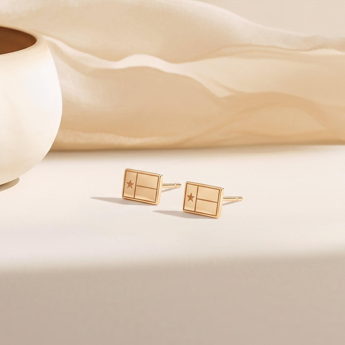 Texas Flag Charm Stud Earrings