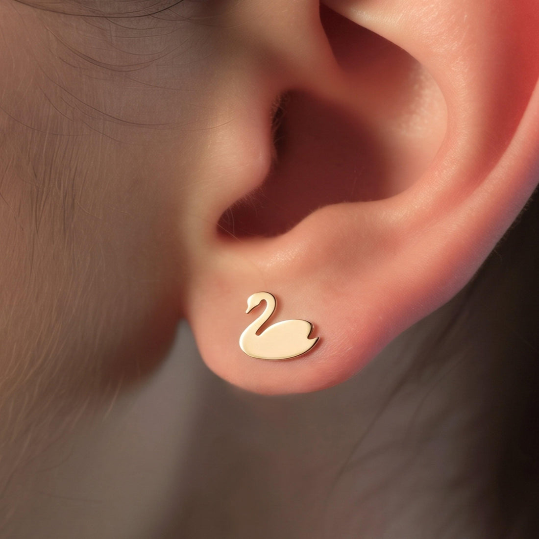 Swan Charm Stud Earrings