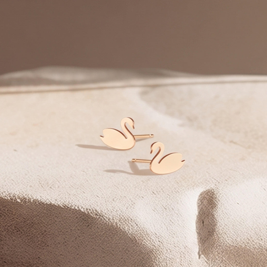 Swan Charm Stud Earrings