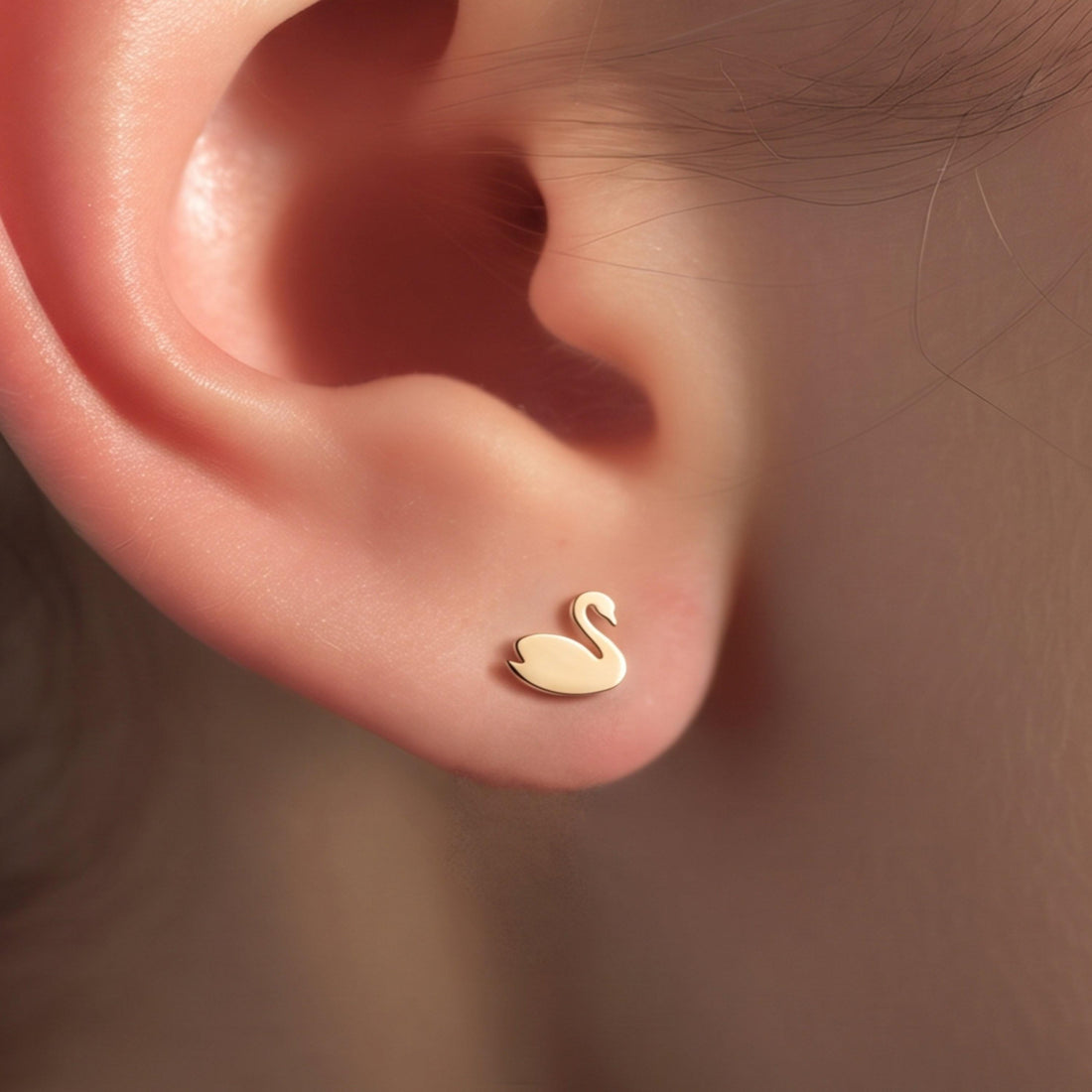 Swan Charm Stud Earrings