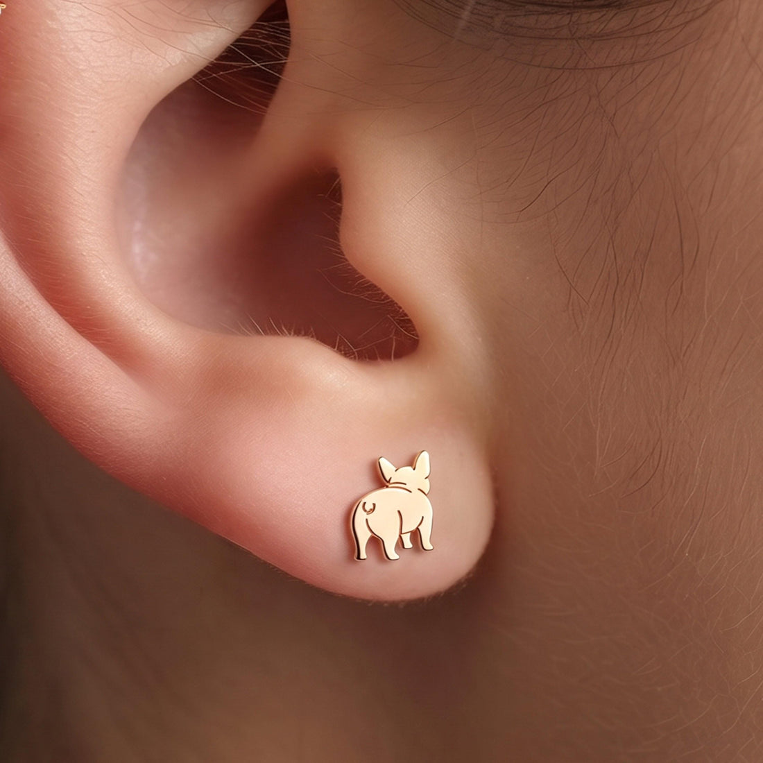 French Bulldog Charm Stud Earrings